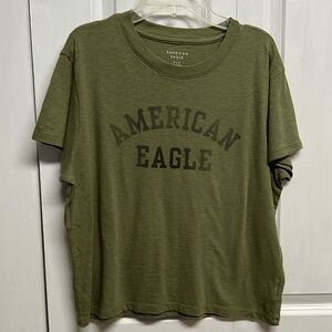 American Eagle Army Green Short Sleeve Logo Graphic Tee Shirt Size M